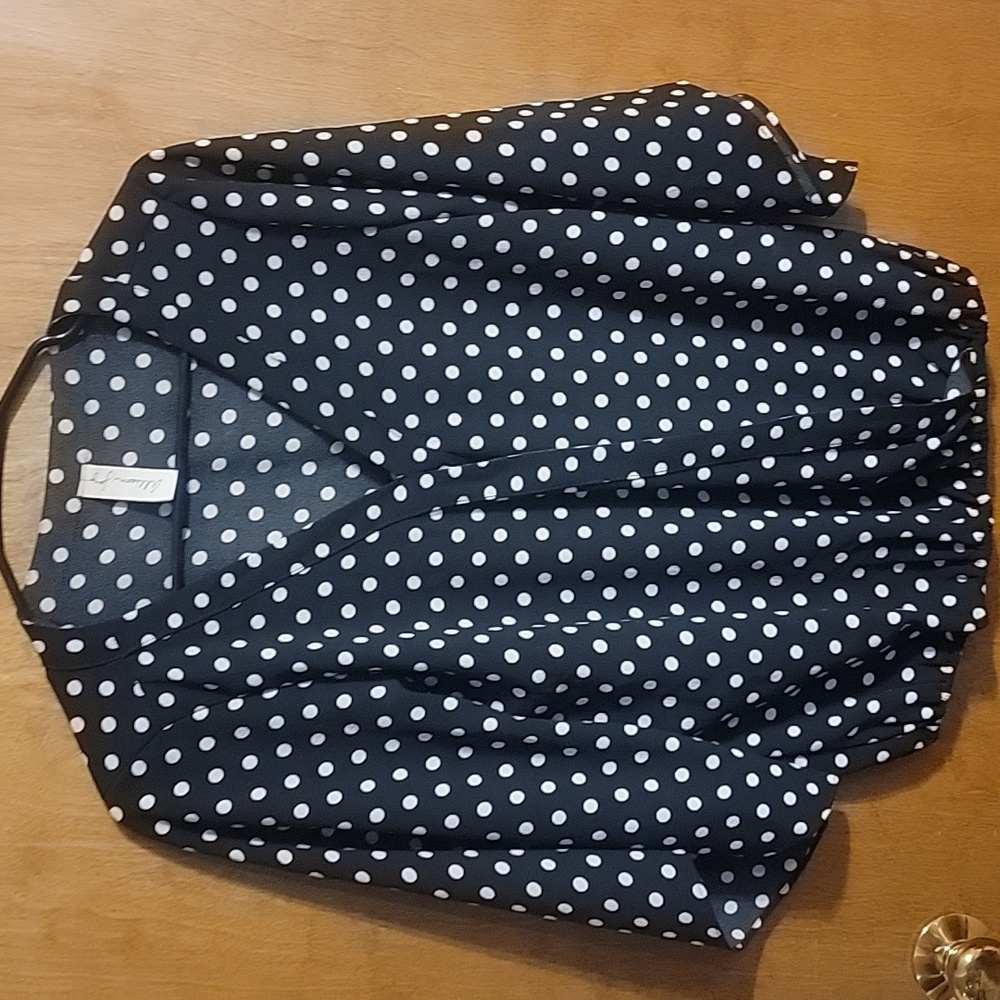 Allison Joy Polka Dot Elastic Waist Blouse